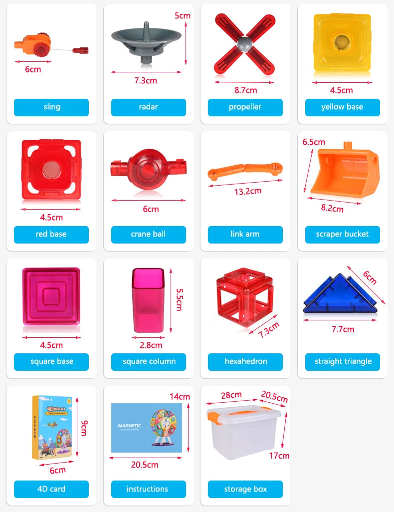 Magnetic Building Blocks DIY Magnets Construction Set Big Size Learning Montessori Educational Toys For Kid Magnet Tiles STEM