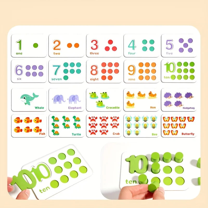 Wooden Math Enlightenment Teaching Aid, Early Teaching Children's Number Cognition, Pairing, Addition Subtraction Toy ﻿ ﻿