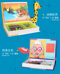 Montessori Magnetic Busy Book 3D Cartoon Puzzles Jigsaw Funny Brain Training Game Educational Learning Toys for Kids Gift Xmas