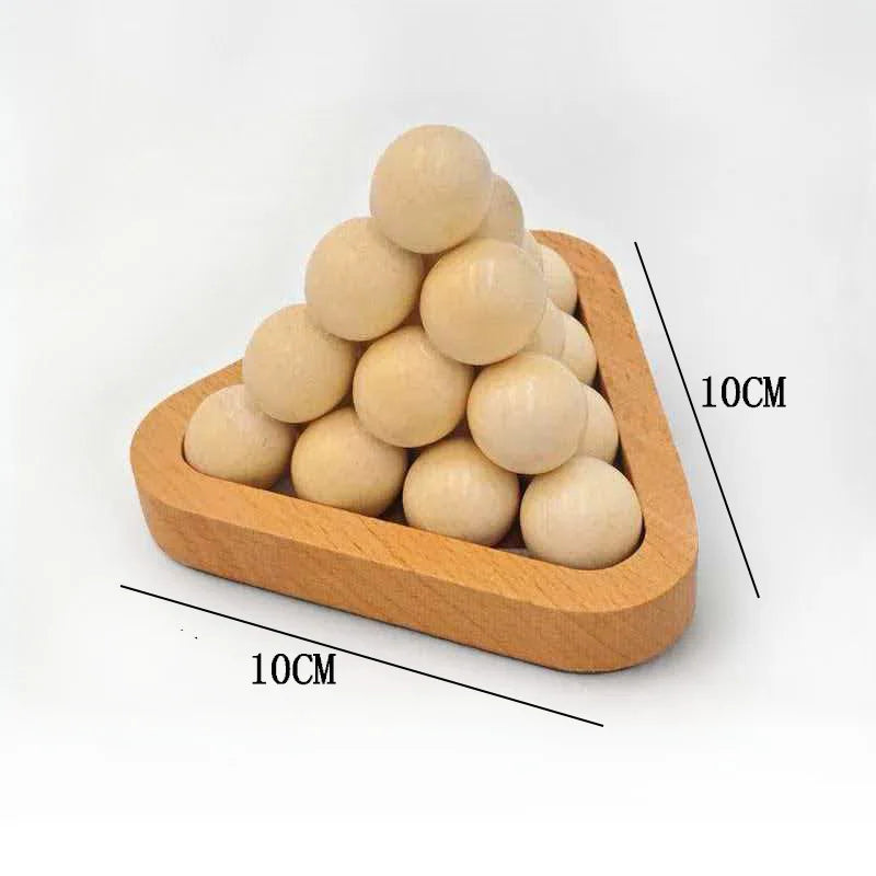 Magic Baffling Difficult Brain Teaser 3D Wooden Pyramid Puzzle IQ Logic Training for Adults & Kids Challenge Educational Toys