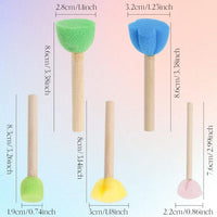 10pcs Sponge Stamps Mini Painting Brush with Wooden Handle Gift for Kids Children DIY Craft Scrapbooking Drawing Ink Card Making