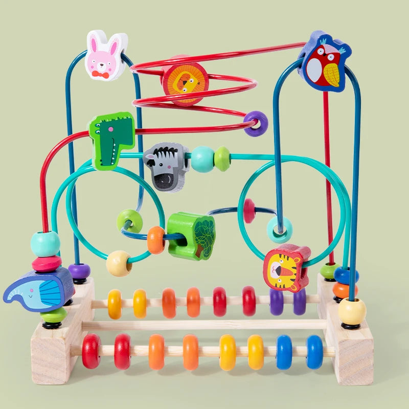 Wooden Roller Coaster Bead Maze Montessori Toys Abacus Math Toys Toddler Early Educational Toys for Kids Children Fine Motor