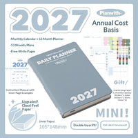 Planwith 2027 Weekly Planner A6 8-Grid Layout Hardcover Agenda Annual Tracker Month Plan Lunar Date Organizer for Adult Student