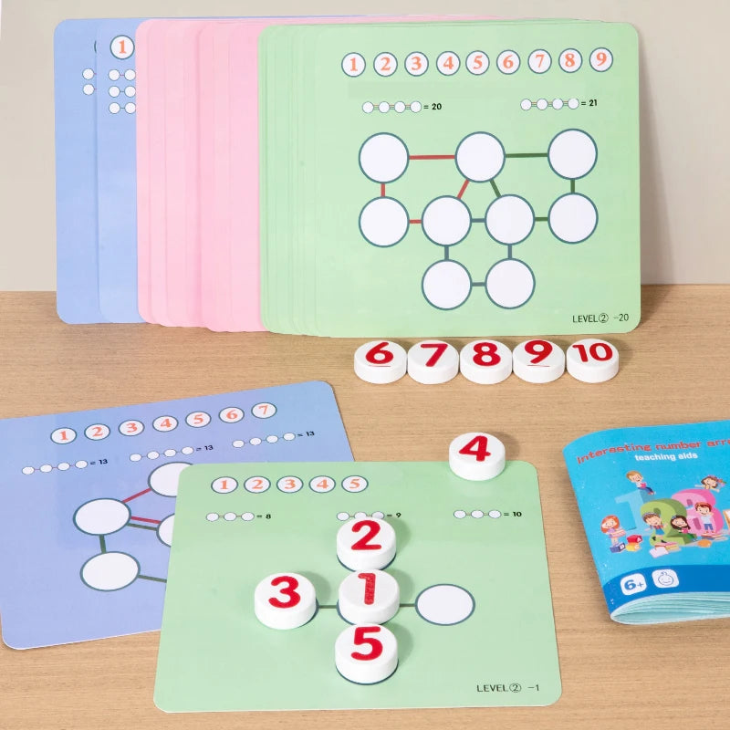 Children's Wooden Math Chart Toy Thinking Training Game Early Education Cognitive Learning Number Recognition Teaching Aids Toy