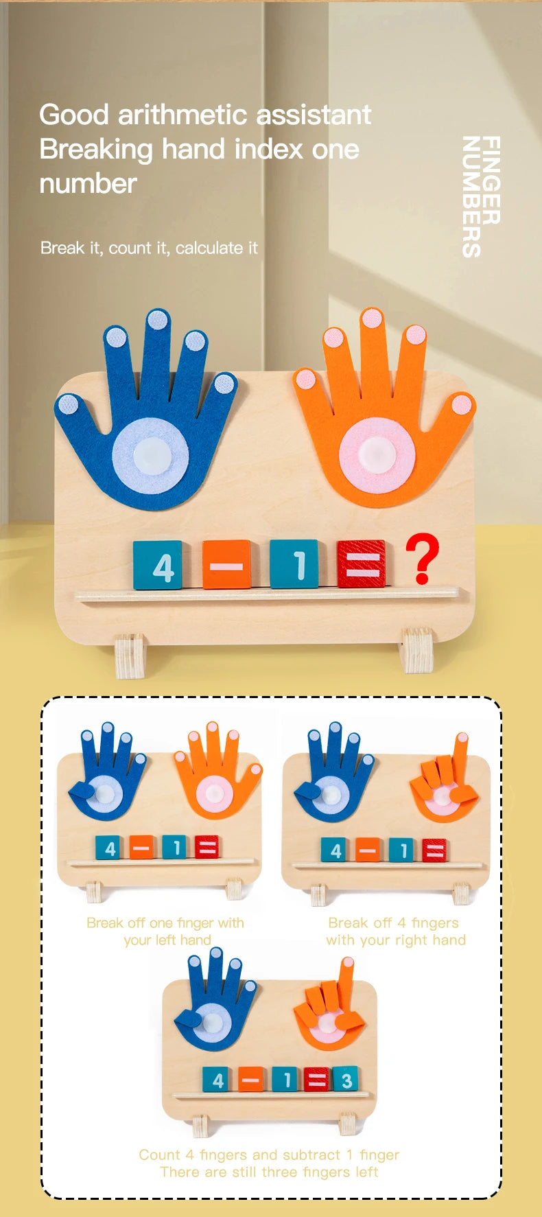 Math Finger Counting Wooden Number Math Learning Games Montessori Toys Intellectual Development Teaching Aids For Toddlers