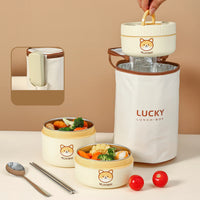 Portable Cute 304 Stainless Steel Insulated Bento Lunch Box For Kids Students Leak-proof Keep Warm Food Container Microwave Safe