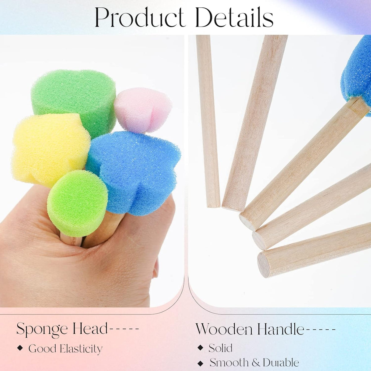 10pcs Sponge Stamps Mini Painting Brush with Wooden Handle Gift for Kids Children DIY Craft Scrapbooking Drawing Ink Card Making