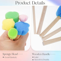 10pcs Sponge Stamps Mini Painting Brush with Wooden Handle Gift for Kids Children DIY Craft Scrapbooking Drawing Ink Card Making