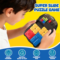 Electronic Sliding Block Puzzle with Multiple Challenges & LED Screen, Portable Educational Game for Kids to Develop Logic, and