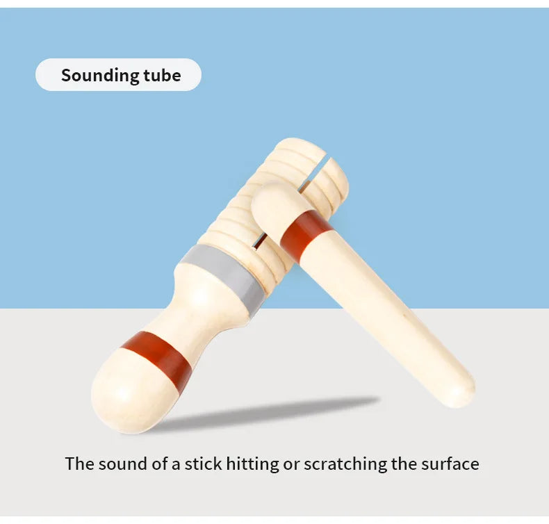 Baby Handheld Bell Musical Instrument Toys Montessori Wooden Gripping Bed Bell Drum Orff Ringing Instrument Percussion Kids Gift