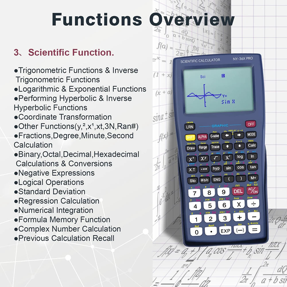 36X Pro Graphing Scientific Calculator with 360+ Functions and High-Resolution Display Advanced Calculator for Studentsand