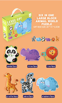 Wooden Jigsaw Puzzles for Toddlers Cartoon Animal Paper Puzzles Montessori Early Learning Education Toys Set Gifts Box for Kids