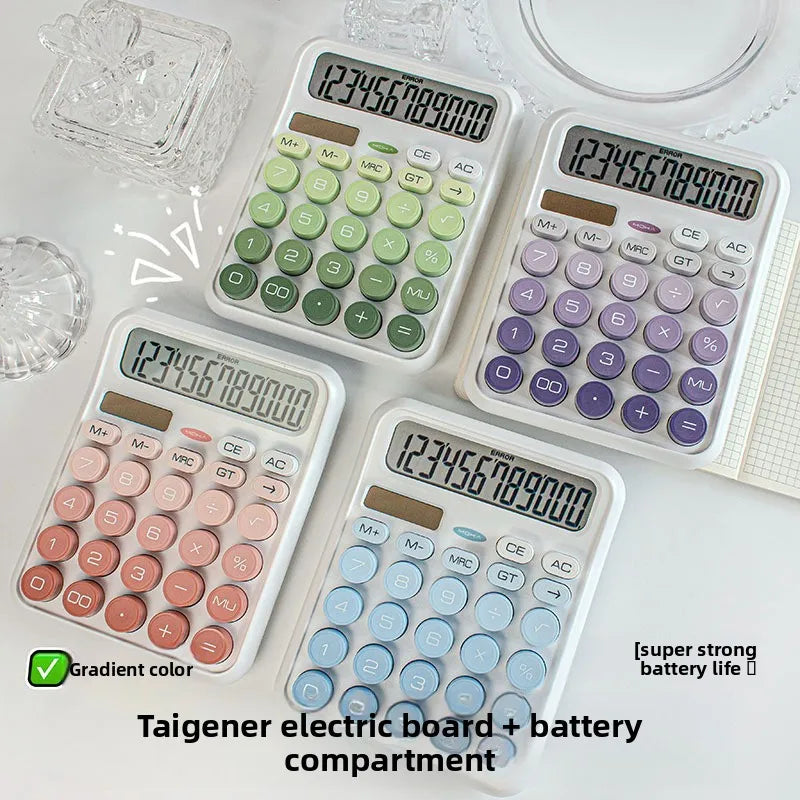 High Aesthetic Solar Calculator Gradient Color Button Battery Dual-Use Suitable for Home, School and Office Supplies