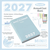 Planwith 2027 Weekly Planner A6 8-Grid Layout Hardcover Agenda Annual Tracker Month Plan Lunar Date Organizer for Adult Student