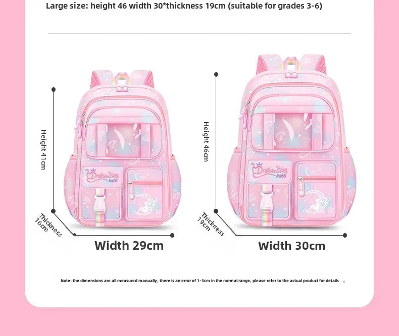 Refrigerator Door Pink Princess Schoolbag Students Female Super Lightweight Large Capacity Anti-splashing Water Large Capacity