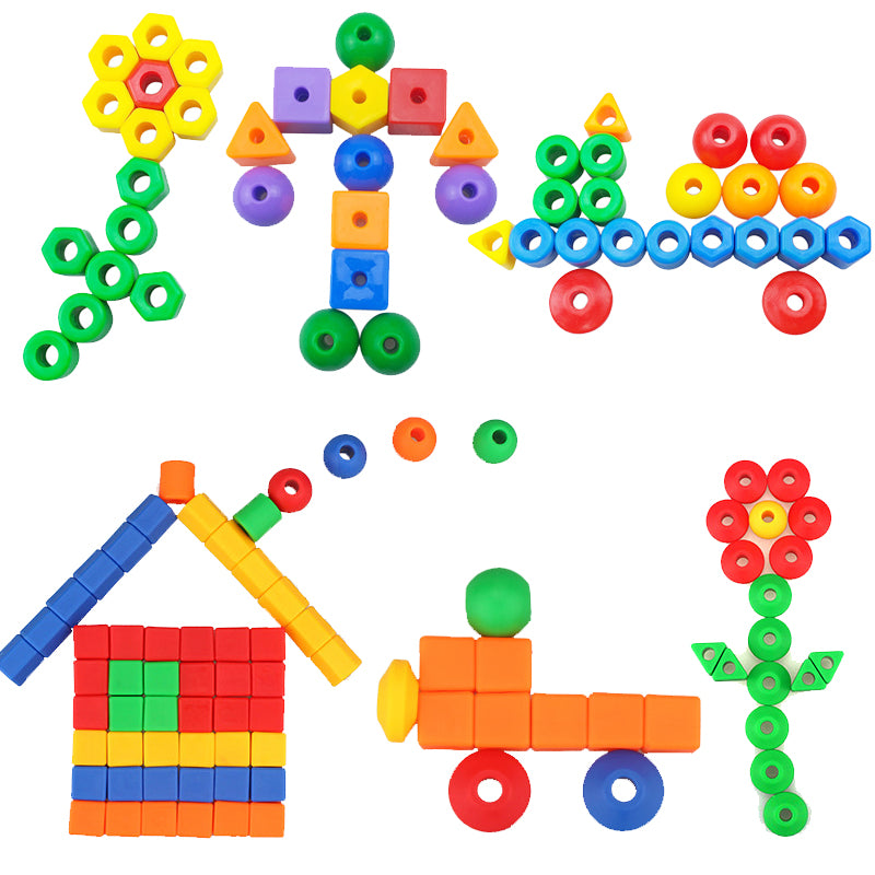 25Pcs Lacing Beads Toy with 3 Strings Montessori Threading Set Fine Motor Skill Educational Craft Activity for Kids Toddlers