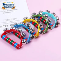 1PC Children's Intellectual Props Handbell Hand Bells With 5 Jingle Bells Wood Handle Musical Instrument Toy For Music Class