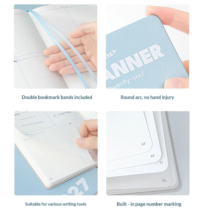 Planwith 2027 Weekly Planner A6 8-Grid Layout Hardcover Agenda Annual Tracker Month Plan Lunar Date Organizer for Adult Student