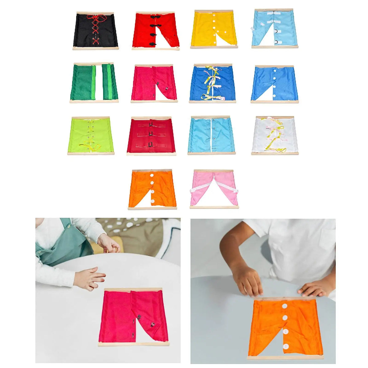 Montessori Clothing Board Training Tool Dress Learning Board Clothing Frame Toy Sensory Board for Toddlers Children Kids