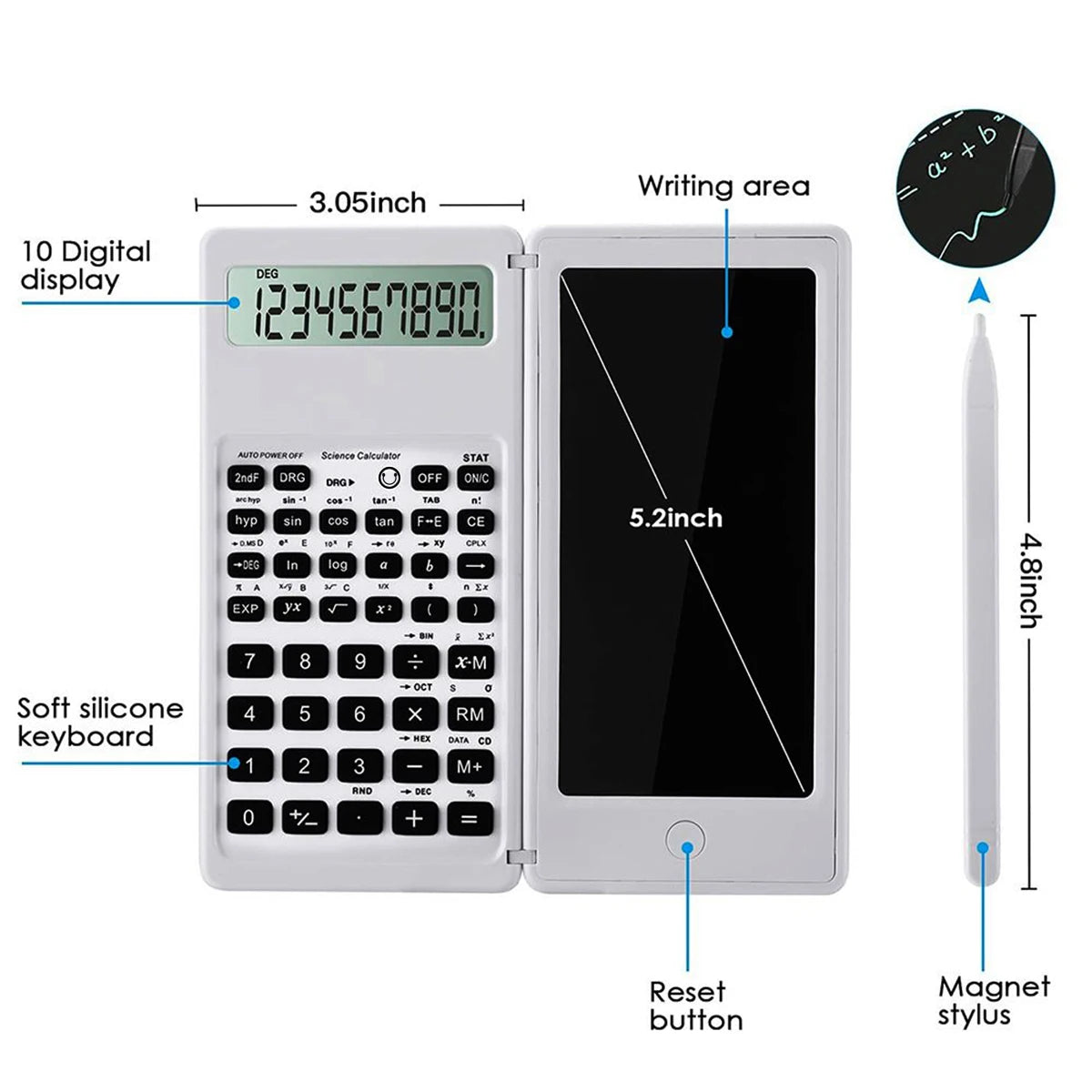 Portable 6.5 Inch Calculator LCD Screen Writing Tablet Folding Scientific Calculator Tablet Digital Drawing Pad With Stylus Pen