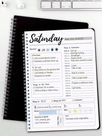 Daily Planner Notebook Spiral Bound Weekly & Daily Schedule to Do List Mood Water Intake Budget Journal