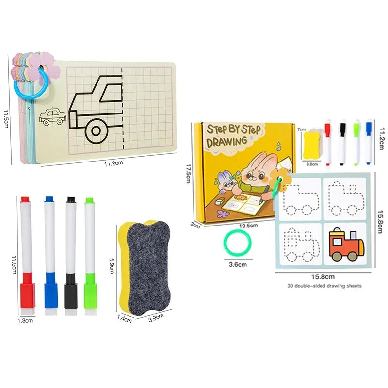 Reusable Tracing Book Pen Control Training Toy with Erasable Symmetrical Graphics for Kids To Practice Concentration Early