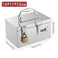 Stainless Steel Bank Password Lock-Box Financial Security Portable Register Bill Box Combination Lock/Padlock Cash Box
