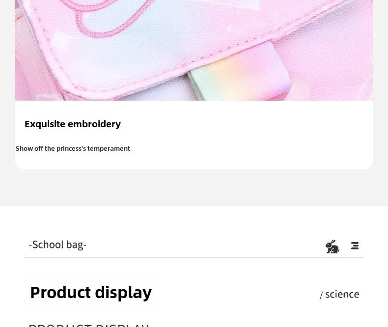 Refrigerator Door Pink Princess Schoolbag Students Female Super Lightweight Large Capacity Anti-splashing Water Large Capacity