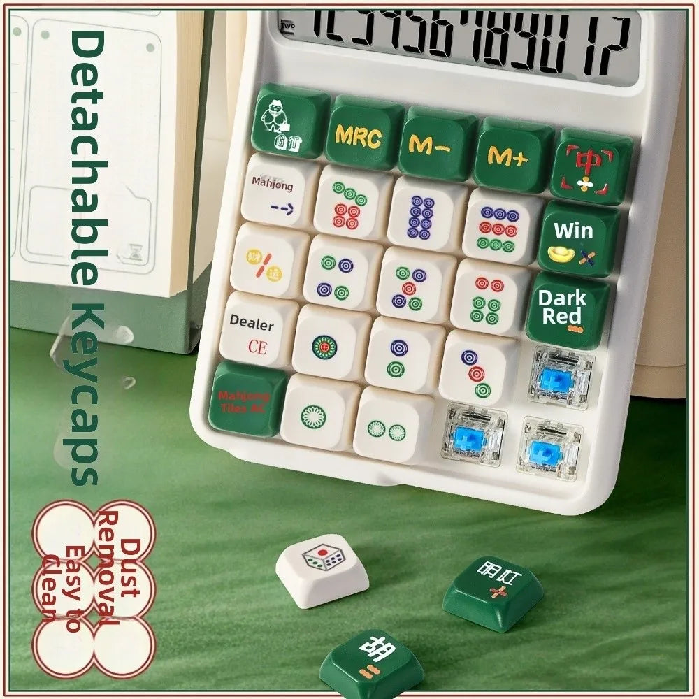 Detachable Mute Mahjong-Sound Calculator Cute Cartoon Electronic Calculators Mechanical Buttons Large Screen