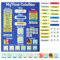 Children's Calendar Felt Board - Early Learning Wall Calendar with Weather Date Month Week Season Educational Charts for Kids