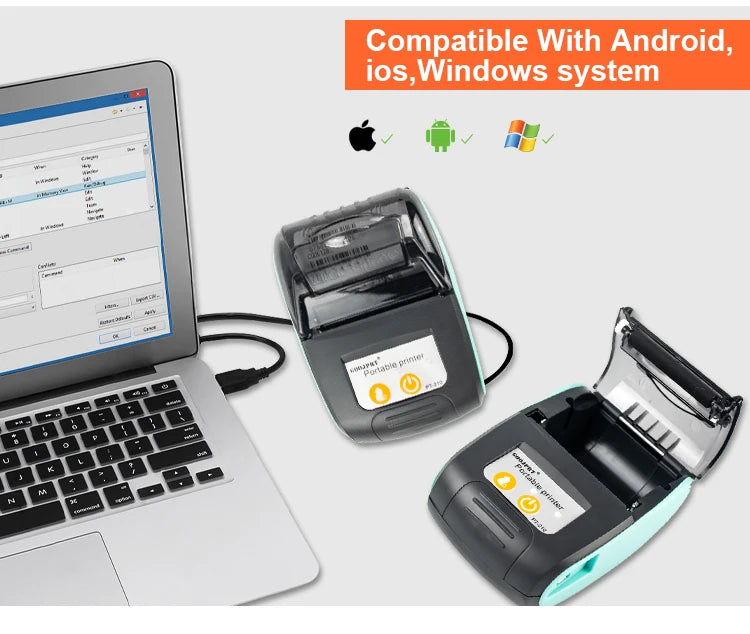 GOOJPRT 58mm Mini Portable Thermal Printer Bluetooth Ticket Bill Receipt POS Printer for Business for IOS/Android Mobile Phone