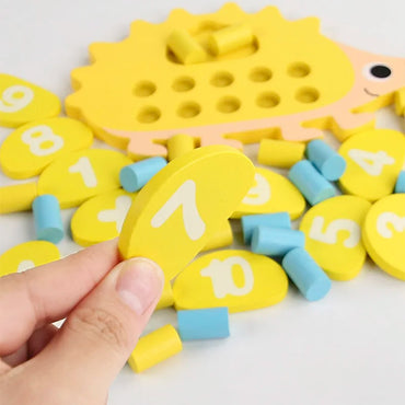 Children's Wooden Hedgehog Ten Digit Counter Ten Grid Game Addition Subtraction Operation Math Toy Number Cognitive Teaching Aid