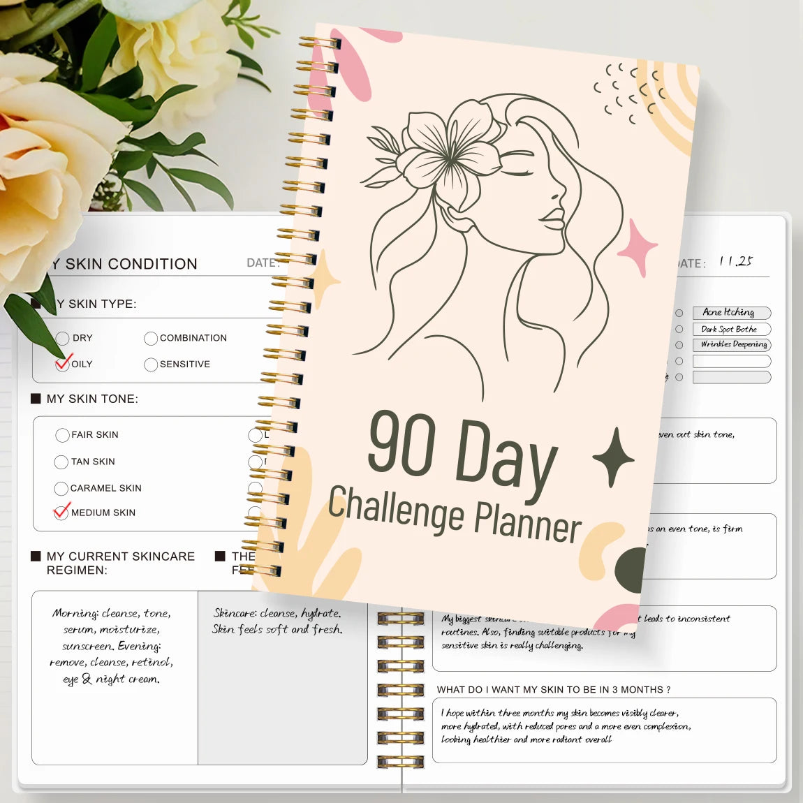 A5 Skincare Journal,Daily Beauty Routine & Product Tracker Notebook with Progress Notes,Self-Care Planner for Women and Teens