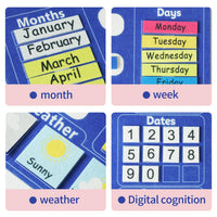 Children's Calendar Felt Board - Early Learning Wall Calendar with Weather Date Month Week Season Educational Charts for Kids