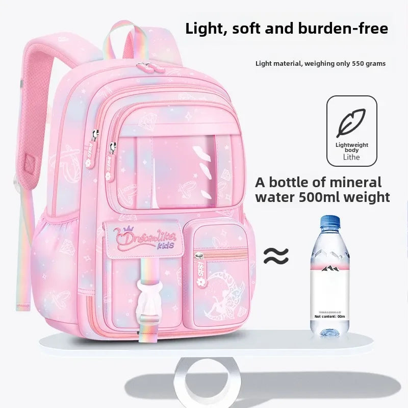 Refrigerator Door Pink Princess Schoolbag Students Female Super Lightweight Large Capacity Anti-splashing Water Large Capacity