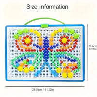 296/592pcs Mushroom Nail Building Blocks Puzzles,Game, Color Cognition Intellectual Educational Toys for Kids 3D Puzzle Game