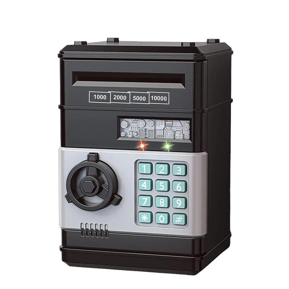 Electronic Piggy Bank Automatic Mini Safe Coins Cash Saving Money Box Password Counter Code Key Lock Coin Bank ATM Child Gift