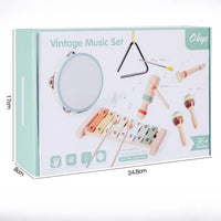 Montessori 6-in-1 Wooden Percussion Set - Music Discovery Kit for Toddlers 1-3 | Xylophone, Shakers, Sensory Toys & Gift
