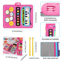 90x70cm Unicorn Music Mat Kid Toddler Mat Piano Keyboard and Drum 2 in 1 Toys Dance Mat 8 Instruments Sound Educational Toys
