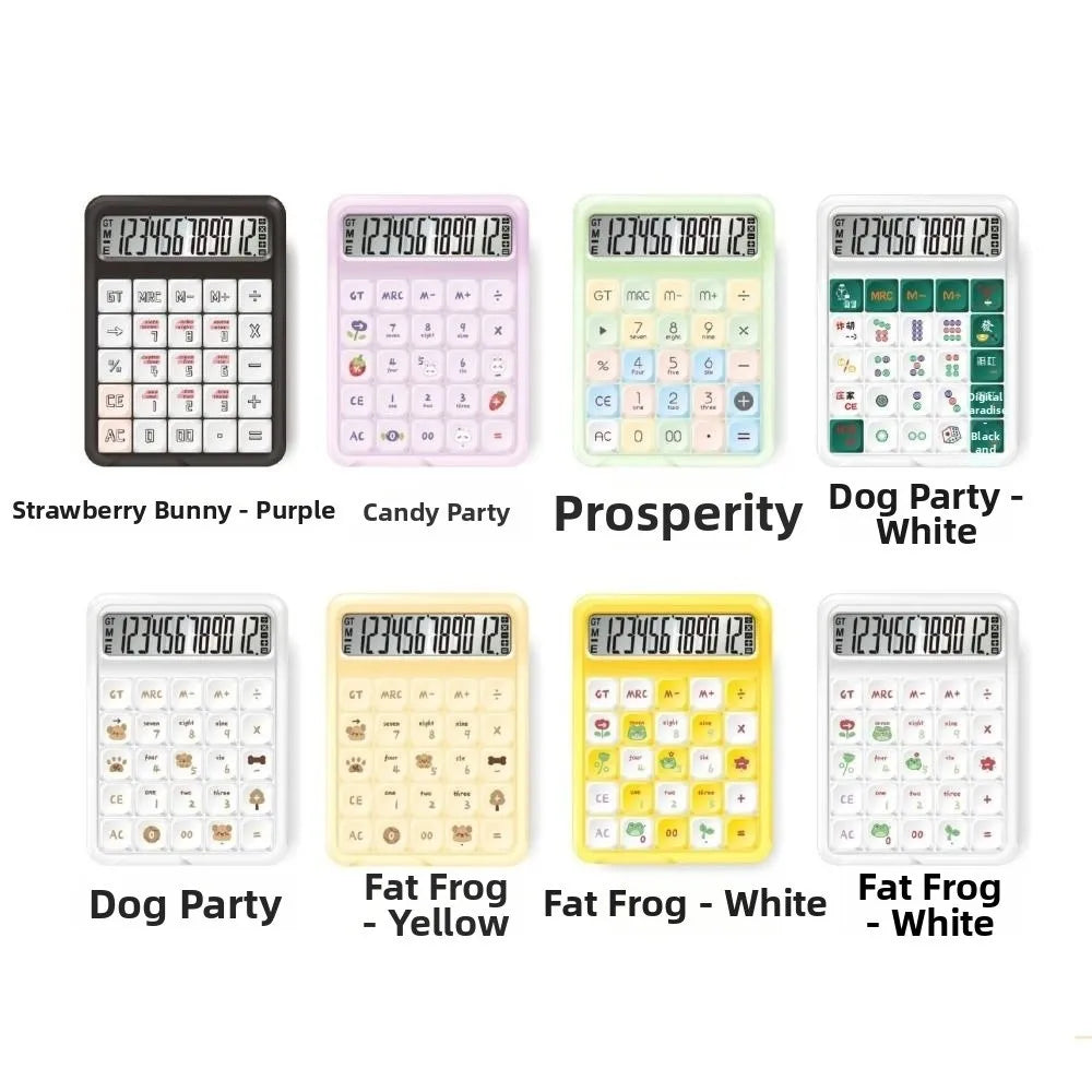 Detachable Mute Mahjong-Sound Calculator Cute Cartoon Electronic Calculators Mechanical Buttons Large Screen