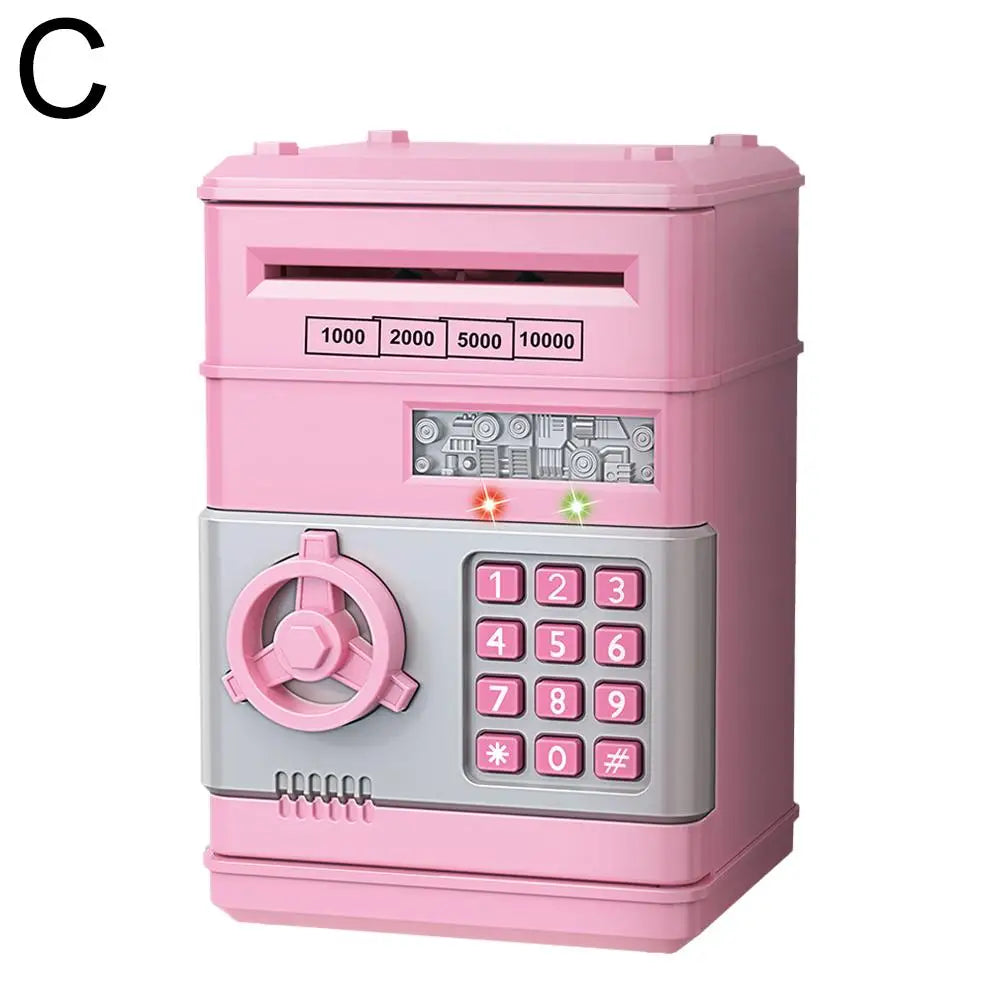 Electronic Piggy Bank Automatic Mini Safe Coins Cash Saving Money Box Password Counter Code Key Lock Coin Bank ATM Child Gift