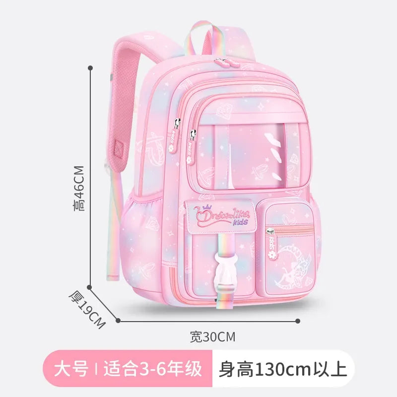 Refrigerator Door Pink Princess Schoolbag Students Female Super Lightweight Large Capacity Anti-splashing Water Large Capacity