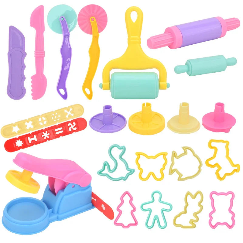 Kids DIY Clay Tool Play Dough Tool Kit Various Animal Molds Cutters Rolling Pins Plasticine Molds Clay Accessories