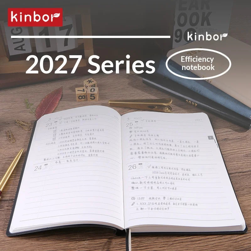 Kinbor 2027 A5 Efficiency Planner Two Days Per Page Notebook To Do List Self-discipline Habit Tracker Time Management Journal