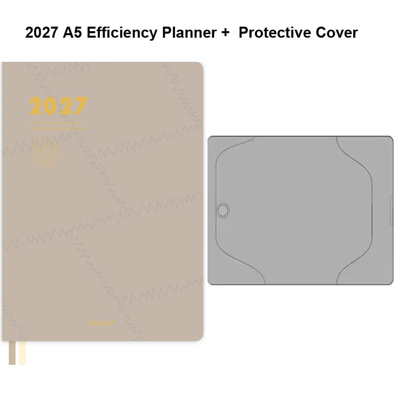 Kinbor 2027 A5 Efficiency Planner Two Days Per Page Notebook To Do List Self-discipline Habit Tracker Time Management Journal
