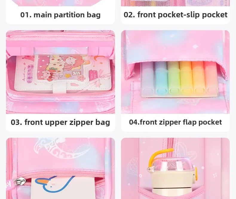 Refrigerator Door Pink Princess Schoolbag Students Female Super Lightweight Large Capacity Anti-splashing Water Large Capacity