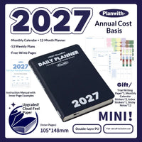 Planwith 2027 Weekly Planner A6 8-Grid Layout Hardcover Agenda Annual Tracker Month Plan Lunar Date Organizer for Adult Student