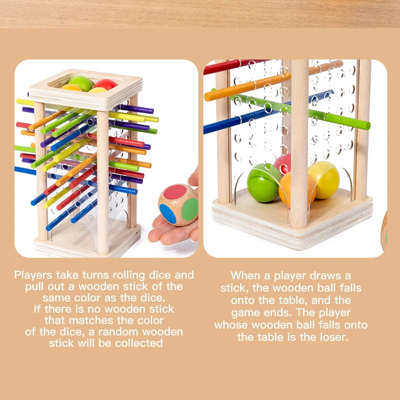 New 3in1 Wooden Stick and Tower Game Arithmetic Early Education Montessori Toys Thinking Training Parent-child Interactive Toy