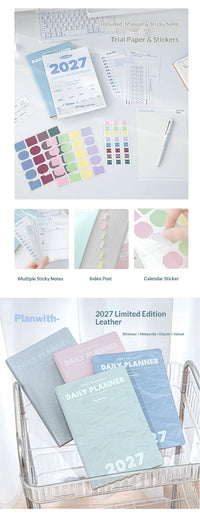 Planwith 2027 Weekly Planner A6 8-Grid Layout Hardcover Agenda Annual Tracker Month Plan Lunar Date Organizer for Adult Student