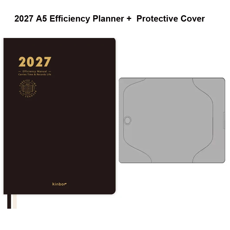 Kinbor 2027 A5 Efficiency Planner Two Days Per Page Notebook To Do List Self-discipline Habit Tracker Time Management Journal